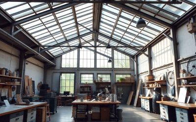 Verrières atelier dans les espaces professionnels : charme industriel et luminosité accrue