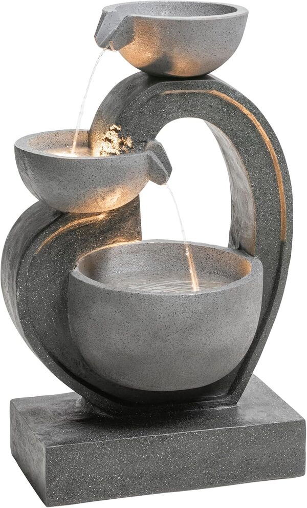 Dehner Fontaine de Jardin Heart, Environ 72,5 x 45,5 x 32,5 cm, polyrésine, Gris