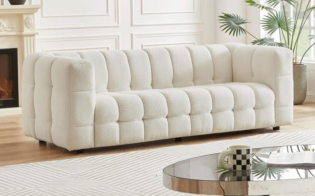 Avis : canapé 3 places en tissu bouclette ivory Pascal Morabito