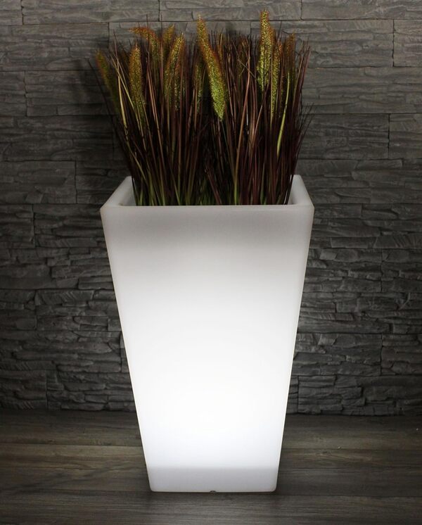 Arnusa Grand Pot de Fleur LED 69,5 x 45 cm éclairé RVB avec télécommande PL409S Pot de Fleur Moderne Batterie et câble d'alimentation intérieur § extérieur