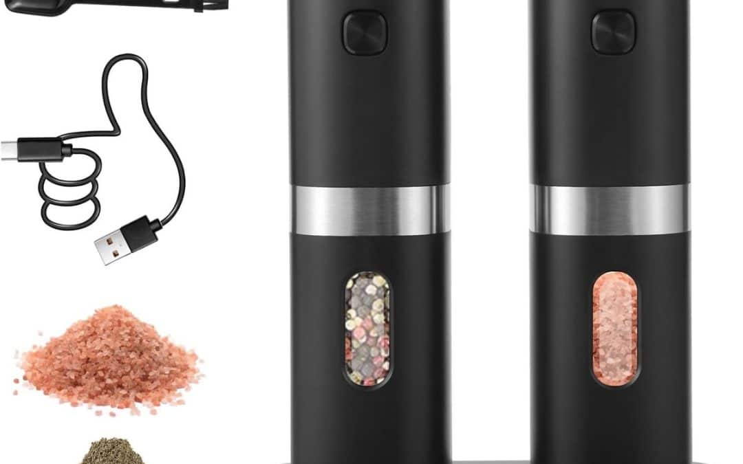 Test du moulin à poivre et à sel électrique Syaws avec station de charge USB et LED bleue