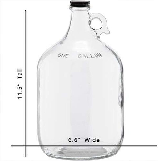 Carafe de fermentation en verre avec poignée, couvercle et bouchon noirs Polyseal 3,6 l