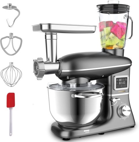 Robot Pâtissier HYUNDAI 1400W - Bol 5.5L, 6 Vitesses + Pulse, Écran Tactile, Mouvement Planétaire, Timer
