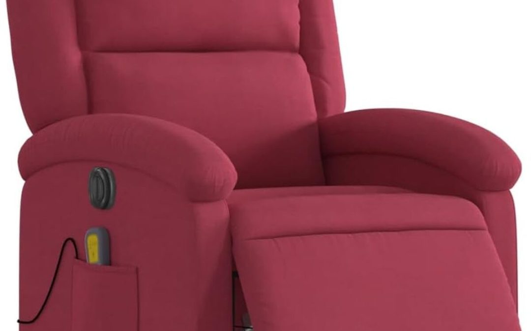 Avis sur le fauteuil vidaXL inclinable avec massage électrique en velours rouge bordeaux