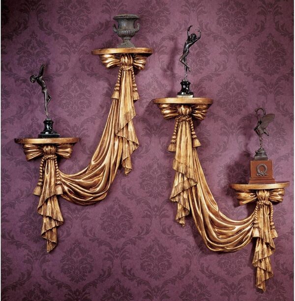 Design Toscano NG30619 Ensemble de décorations murales sculptées drapées de Saint Louis Or 11,5 x 45,5 x 63,5 cm
