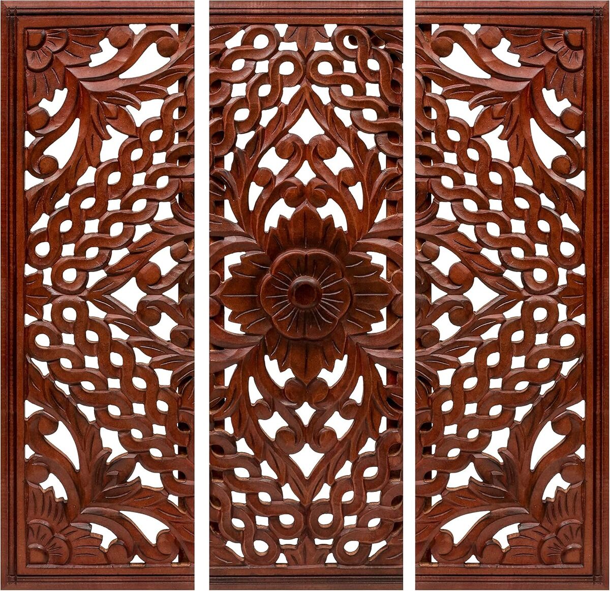 Avis : plaques murales en bois sculpté motif floral