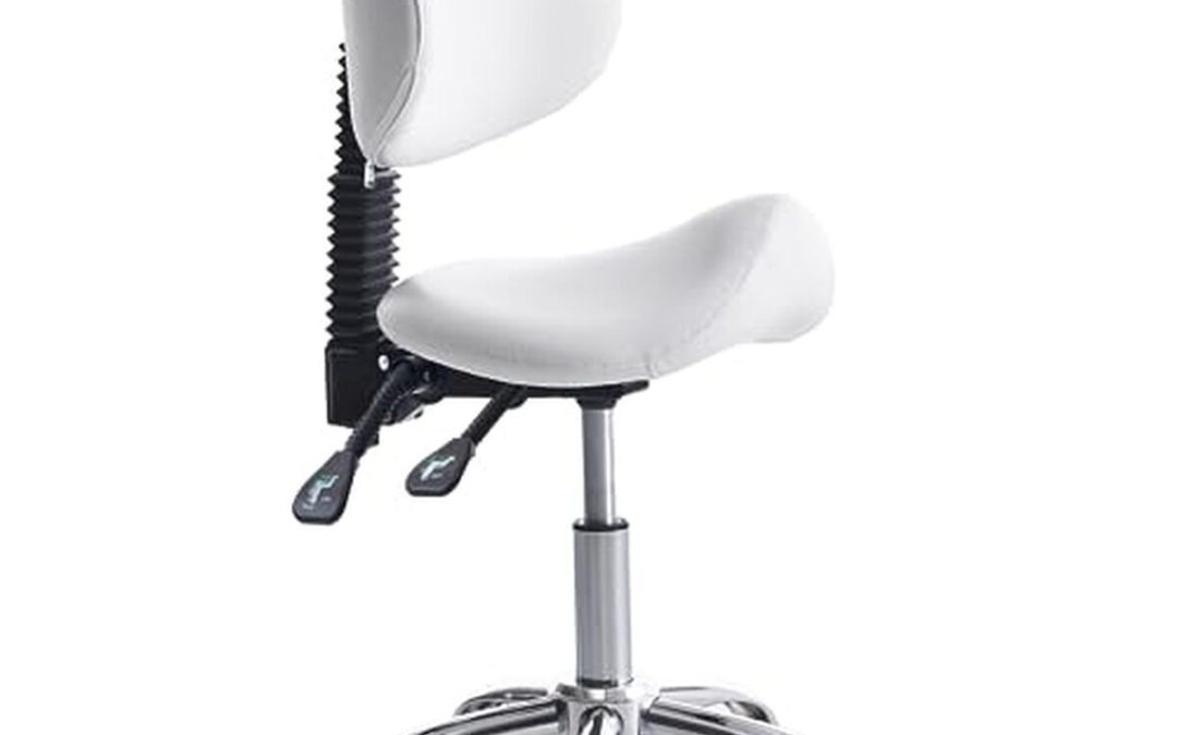 Test du tabouret de selle ergonomique réglable avec soutien dorsal