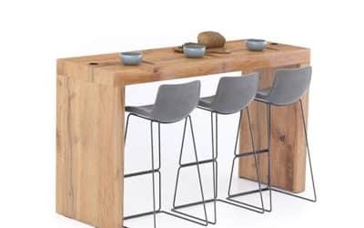 Test de la table haute Evolution 180×60 de Mobili Fiver : bois rustique et chargeur sans fil
