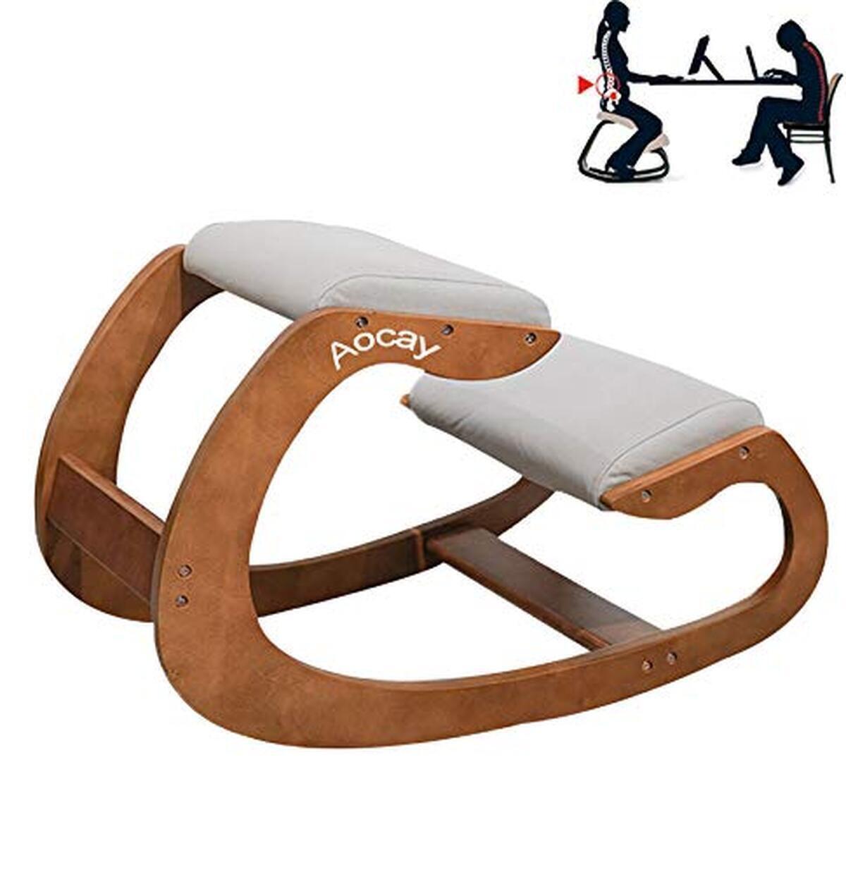 Test du tabouret ergonomique Bouleau+Éponge pour le dos