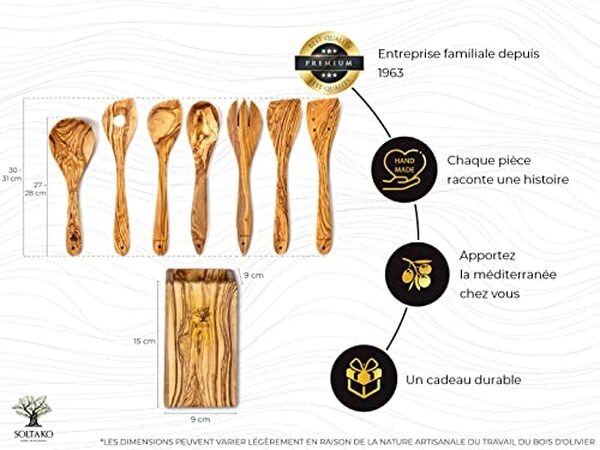 Découvrez notre test complet des 7 meilleurs ustensiles de cuisine Soltako en bois d'olivier. Qualité, durabilité et design : tout ce qu'il faut savoir avant d'acheter. 