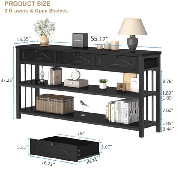 Découvrez notre avis complet sur la console 3 tiroirs HSH : un meuble de style rustique en bois et métal, idéal pour votre décoration intérieure. 