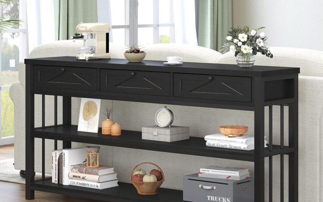 Avis : meuble console 3 tiroirs HSH en bois rustique et métal