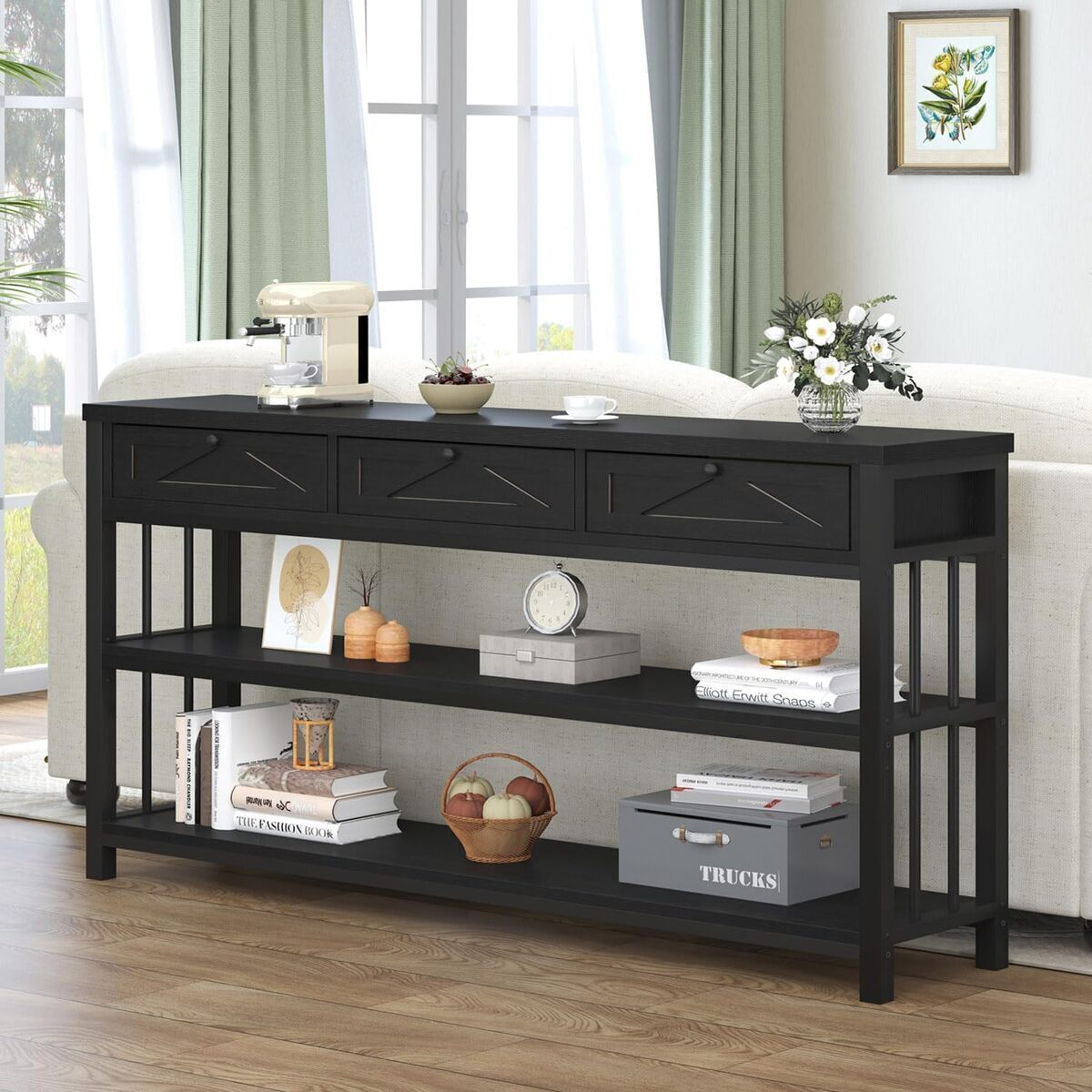 Avis : meuble console 3 tiroirs HSH en bois rustique et métal