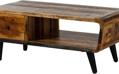 Test : table basse vintage Massivmoebel24.de 120x60cm en bois massif multicolore