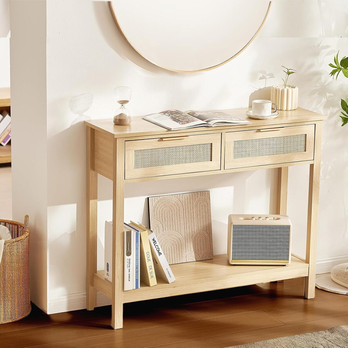 Avis : table console VEVOR en rotin avec rangements