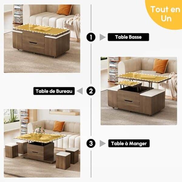 Découvrez notre test détaillé de la table basse relevable Homary avec 4 chaises cachées : fonctionnalité, design et rapport qualité-prix pour votre intérieur. 