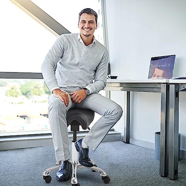 Découvrez le tabouret ergonomique Eognyzie : confort optimal, soutien lombaire et design moderne pour les professionnels. Améliorez votre posture au bureau.