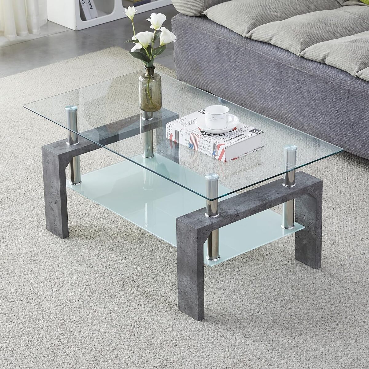 Test : table basse Kebynti, design marbre gris