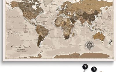 Test de la toile personnalisable carte du monde en liège, design 4 FR (150x100cm)