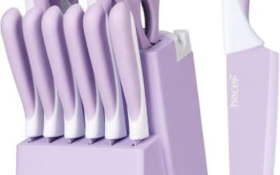 Test : hecef set 14 couteaux antiadhésifs violets avec bloc aiguiseur